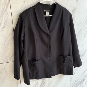 Vintage Wear Abouts 2 Piece Bow Pockets Black Suit Dress Set SZ 20W